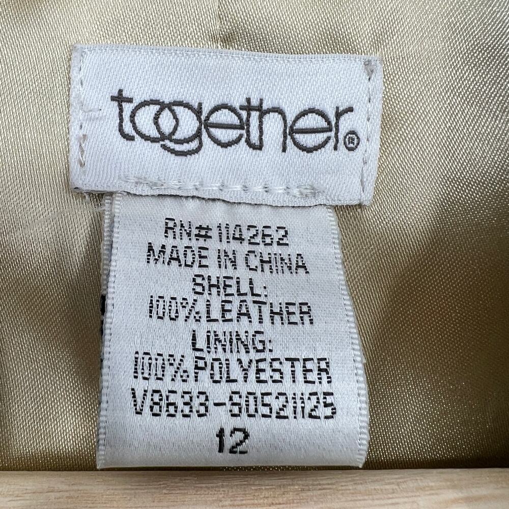 Vintage Together Suede Jacket Womens 12 Beige Tan Leather Blazer Notch Lapel - Picture 7 of 10